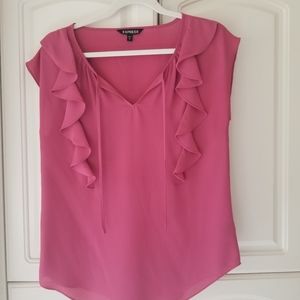 Express pink ruffle blouse